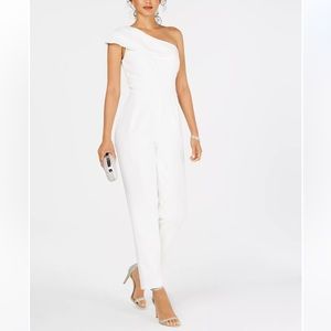 Vince Camuto White One-Shoulder Jumpsuit